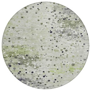 Artichoke Green And Purple Abstract Washable Indoor Outdoor Area Rug - 1 of 4