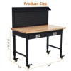 Garage Workbench with Drawer, Heavy Duty Work Table with Power Outlet & Wheels, Adjustable Height 2000LBS Capacity Workbench - 2 of 4