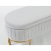 Sapphtopaz Modern Oval Storage Bench with Tufted Velvet Upholstered Vanity Stool with Metal Leg Bedroom End of Bed Bench for Living Room,Bedroom - 3 of 4