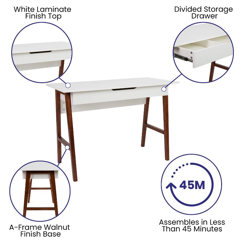 Emma and Oliver Home Office Writing Computer Desk with Drawer - Table Desk, 5 of 11