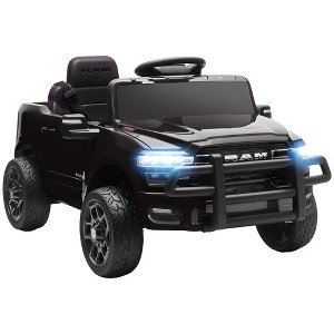 Qaba 12V Kids Ride on Car, Licensed Dodge RAM 3500 Ride on Toys for Toddlers with Dual Motors, Remote Control, Suspension, Bluetooth and Lights, Black - 1 of 4