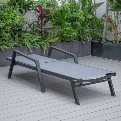 Marlin Black Aluminum Chaise Lounge Chairs with Fire Pit Table Set