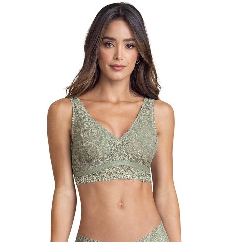 Leonisa Full Coverage Plunge Back Lace Bralette - Green 38b : Target