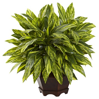 Tradescantia Artificial Plant with Black Hexagon Planter - Nearly Natural