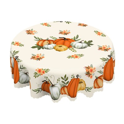 LOVEVOOK Maple Leaves Tablecloth, Round Fall Tablecloth, Pumpkin Table Cloth, Autumn Harvest for Christmas, Holiday, Thanksgiving Decor
