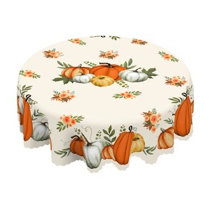 LOVEVOOK Maple Leaves Tablecloth, Round Fall Tablecloth, Pumpkin Table Cloth, Autumn Harvest for Christmas, Holiday, Thanksgiving Decor - 1 of 4