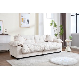 90.16'' Chenille Casual 3-Seater Pleated Sofa with Comfortable Foam Cushioning, Stylish Modern Sofa for Living Room - 1 of 4