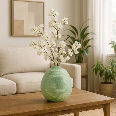 Stoneware Ceramic Vase with Textured Design - Modern Decorative Accent