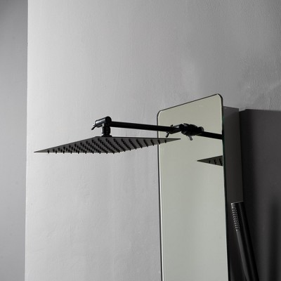 Nickel and Black Multifunction Shower Panel System with Body Jets