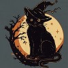 Rerun Island Women Black Cat Moon Bg Short Sleeve Graphic Cotton T-Shirt - 2 of 4