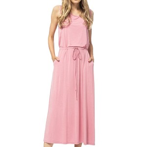 Anna-Kaci Women's Staple Slip Gown Tied Front Dress With Pockets for Casual Looks - 1 of 4