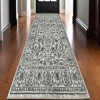 10' Gray and Dark Gray Floral Power Loom Runner Rug - 2 of 4