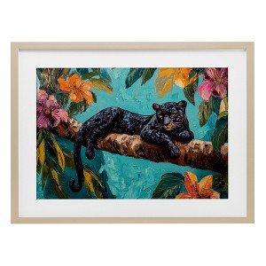 Stupell Industries Lazy Day Black Leopard Framed Print Under Glass Art - 1 of 4