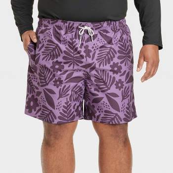 Men's 7" Floral Print Swim Shorts - Goodfellow & Co™ Lavender