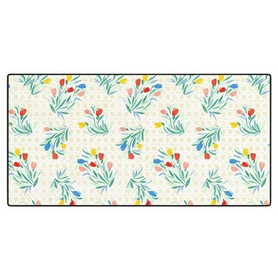 Jacqueline Maldonado Tulips and Lattice Natural Desk Mat - Deny Designs