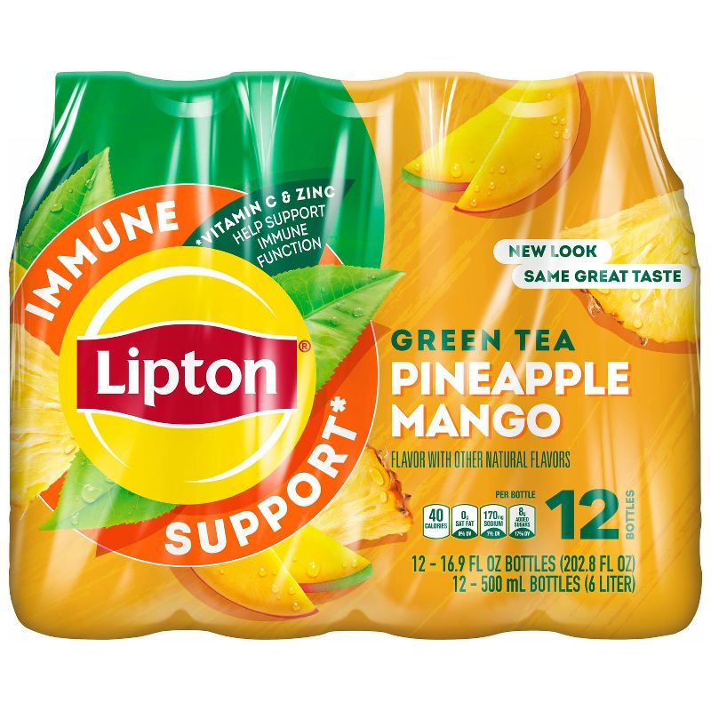 Lipton Pineapple Mango Iced Tea - 12pk/16.9 fl oz Bottles, 1 of 4