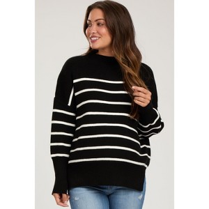 Pinkblush Black Striped Drop Shoulder Maternity Sweater - 1 of 4