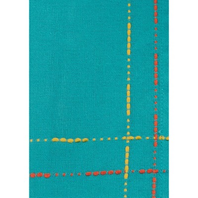 Turquoise Cotton Striped Square Napkin Set of 4