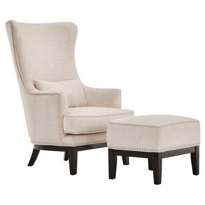 Park Way Grand Armchair with Ottoman Oatmeal - Inspire Q