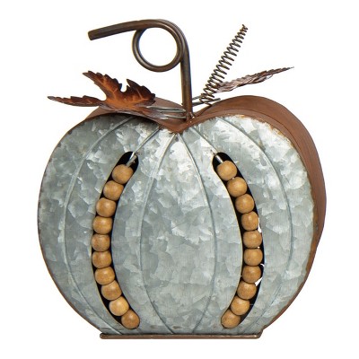 Transpac Metal 12 in. Gray Harvest Beaded Pumpkin