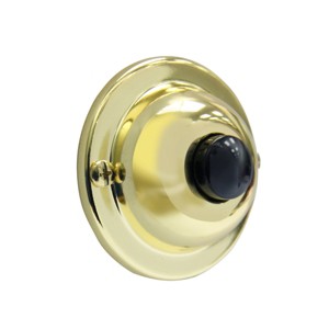 IQ America Classic Round Doorbell, Unlit Pushbutton Brass Pushbutton Doorbell - 1 of 2