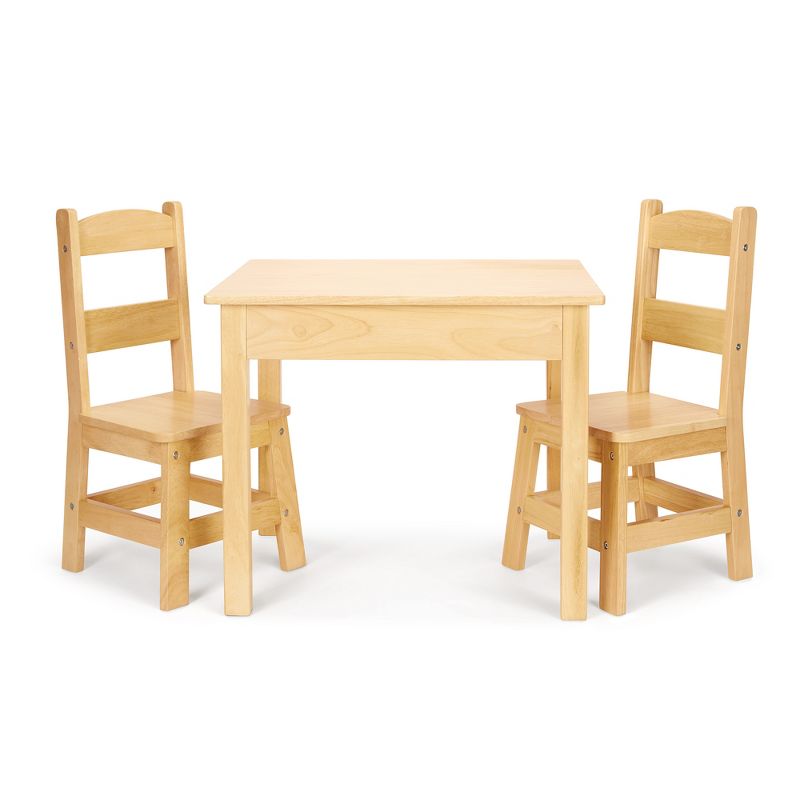 Melissa &#38; Doug Solid Wood Table and 2 Chairs Set - Light Finish Furniture for Playroom, 1 of 12