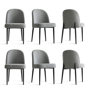 Set of 6 Upholstered Dining Chairs with Linen Blend Fabric and Metal Legs, Modern Armless Side Chairs for Dining Room - Panipeachy - 1 of 4