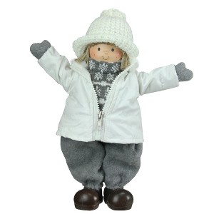 Northlight Joyful Standing Boy Christmas Figurine - 12" - White and Gray - 1 of 1