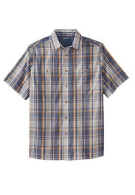 KingSize Short-Sleeve Plaid Sport Shirt