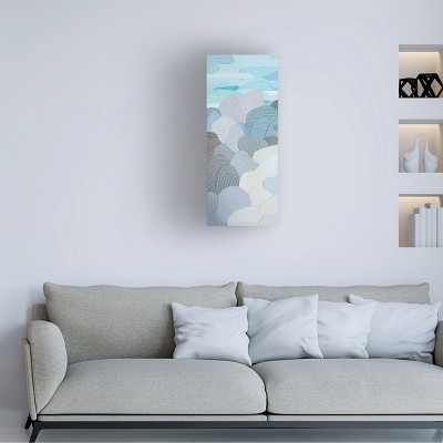 Vertical Abstract Blue and Gray Mixed Media Canvas Art