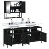 vidaXL 3-Piece Bathroom Set with Mirror Cabinet and Sink Cabinets - Black Engineered Wood, Space-Saving Design, Wall-Mounted - 4 of 4