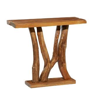 Contemporary Teak Wood Console Table Brown - Olivia & May