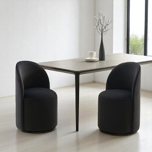 Set Of 1 Modern 360° Swivel Boucle Dining Chair, Round Upholstered Accent Vanity Side Chair with Velvet Fabric for Kitchen or Dining Room - 1 of 4