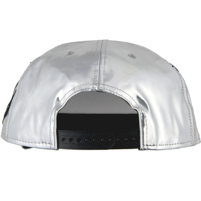 Star Wars The Mandalorian Steel Beskar Helmet Embroidered Snapback Hat Cap Metallic, 5 of 6