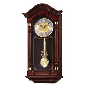Seiko Stately   Solid Oak Case Wall Clock with Pendulum and Chime - Brown - 1 of 4