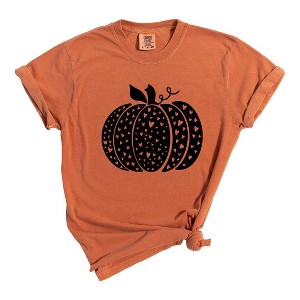 Simply Sage Market Women's Heart Pumpkin Short Sleeve Garment Dyed Tee - 1 of 2