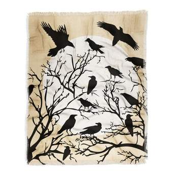 Heather Dutton Ravens Call Natural Woven Throw Blanket - Deny Designs