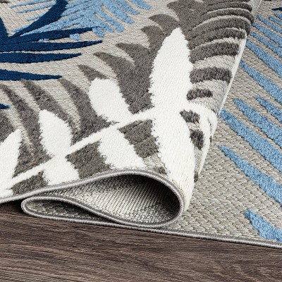 Blue Floral Synthetic 5' x 7' Flat Woven Area Rug