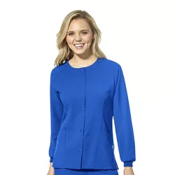 WonderWink Womens Regular Fit Long Sleeve Crew Scrub Jacket - Blue 5X