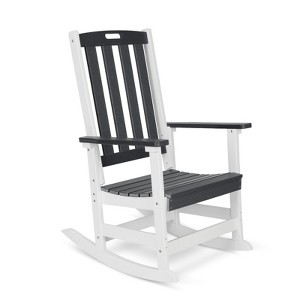 Aoodor Outdoor Rocking Chair, HDPE Slatted Porch Rocker with Armrests, All-Weather Design for Outdoor or Indoor - 1 of 4