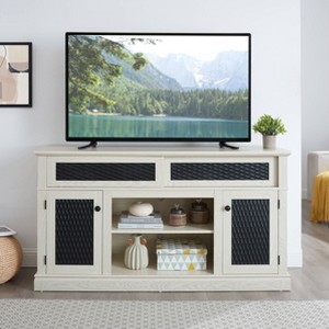 VYNXARIA Rustic Embossed Pattern TV Stand - Stylish Media Console with Open and Closed Storage for Living Room & Bedroom - 1 of 4