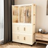 Hrinhom 62.2"H Portable Wardrobe Closet Storage Organizer,Wardrobe Storage Cabinet with 6 pcs hangers - 2 of 4