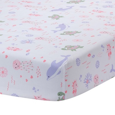 Pink and Lavender Cotton Baby Crib Bedding Set
