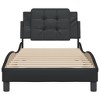 vidaXL Twin XL Faux Leather Bed Frame with Headboard - Black, Modern Waved Design, Plywood Slats for Stability, Foam Stuffed Cushion for Comfort - 3 of 4