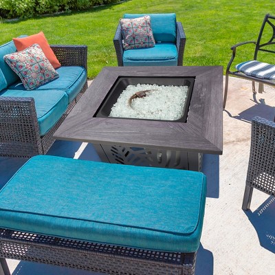 Lindsey 30 Inch Black Metal Square Gas Fire Pit Table