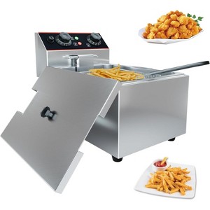 Acekool 6L Commercial Deep Fryer, Countertop Electric Fryer with Basket & Lid, Adjustable Temp Control, Stainless Steel for Restaurant & Home - 1 of 4