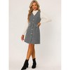 INSPIRE CHIC Women's V Neck Button Front Pockets Vintage Sleeveless Plaid Tweed Pinafore Dress - 2 of 4