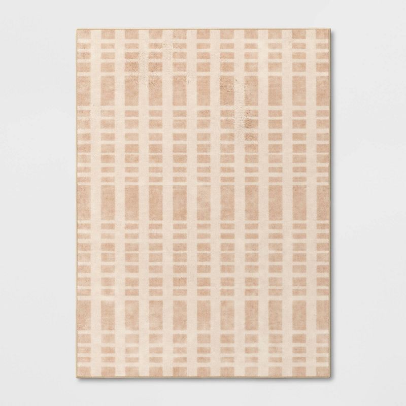 4&#39;x5&#39;6&#34; Washable Checkered Area Rug Tan - Room Essentials&#8482;, 1 of 5