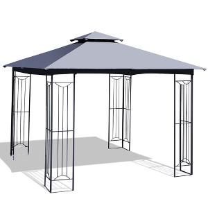 Costway 10' x 10' Patio Canopy Gazebo Outdoor 2-Tier Steel Tent Heavy-Duty L-Shaped - 1 of 4