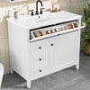 MAYEERTY 36" Bathroom Vanity Ceramic Sink Top Solid Wood MDF Flip Drawer Adjustable Shelf Metal Handles - 2 of 4